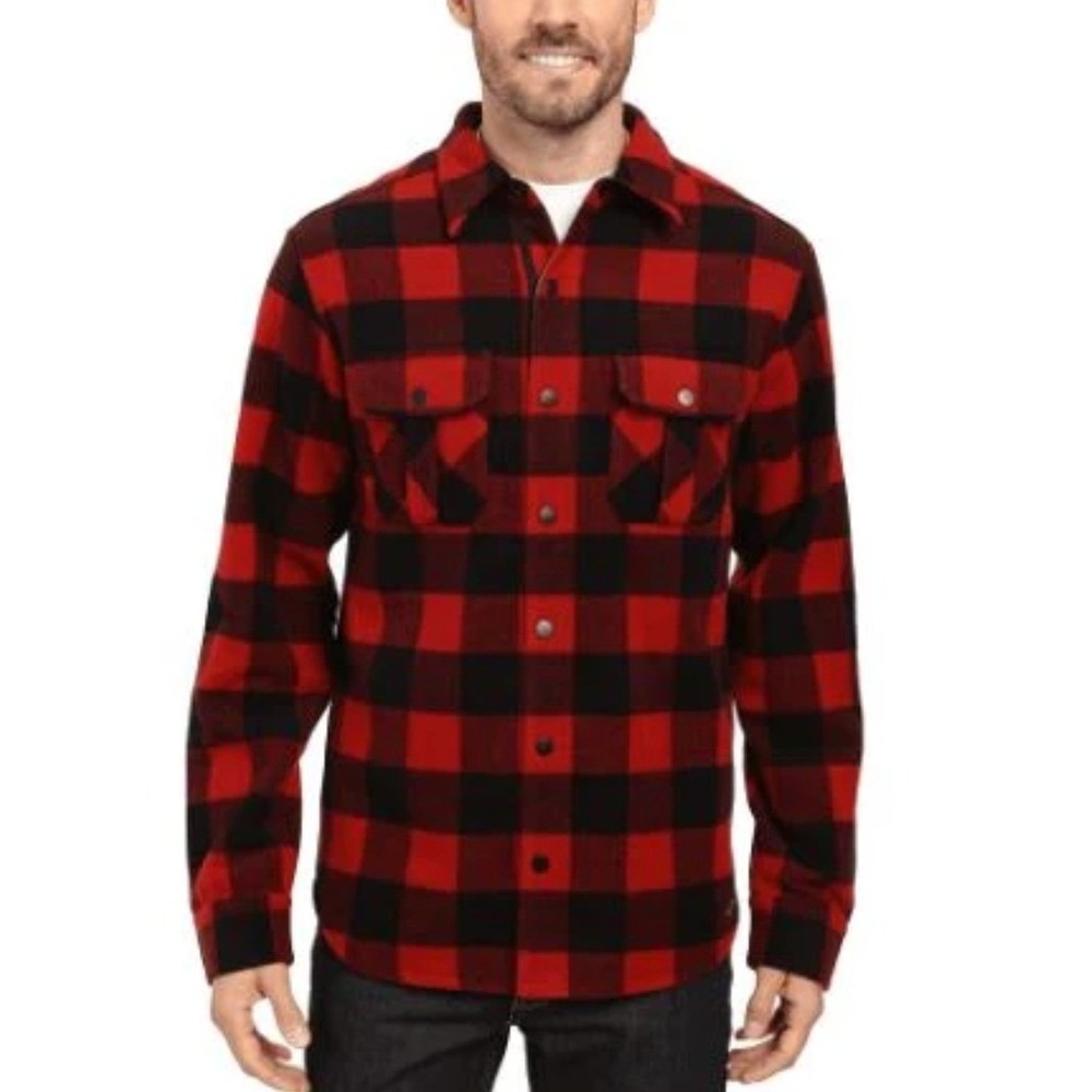 SMARTWOOL Anchor Line Buffalo Plaid Wool Blend Red Black Shirt Jacket Size M